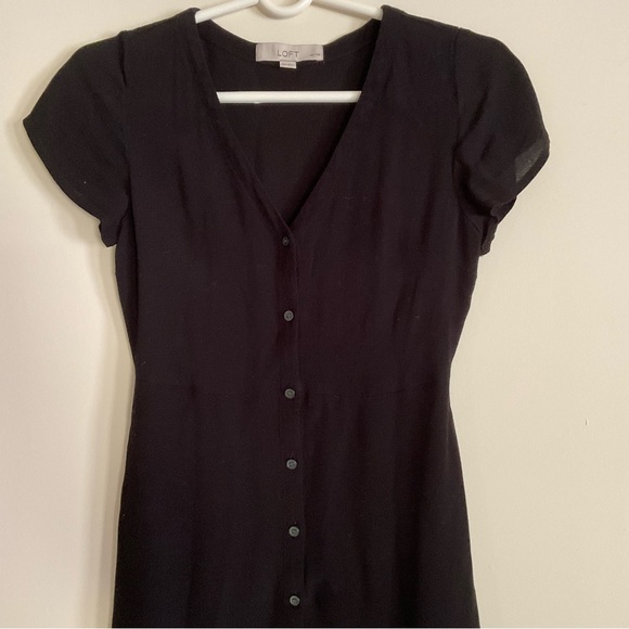 LOFT black a-line button dress - Picture 4 of 4